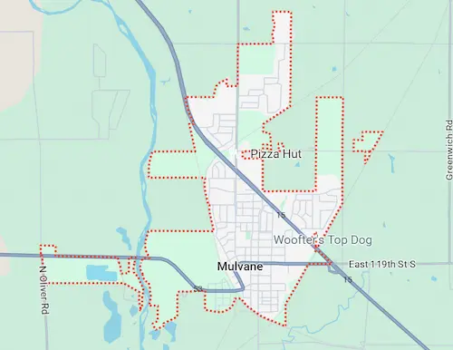 Mulvane, KS Service Map