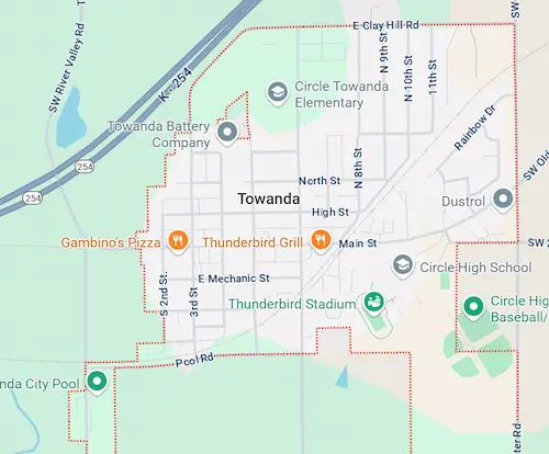 Map of Towanda, KS