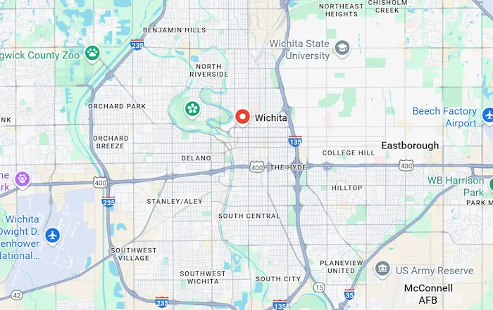 Wichita KS Service Area Map