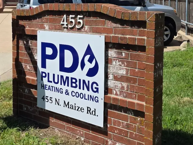 PD Plumbing Heating and Cooling sign at 455 N Maize Rd