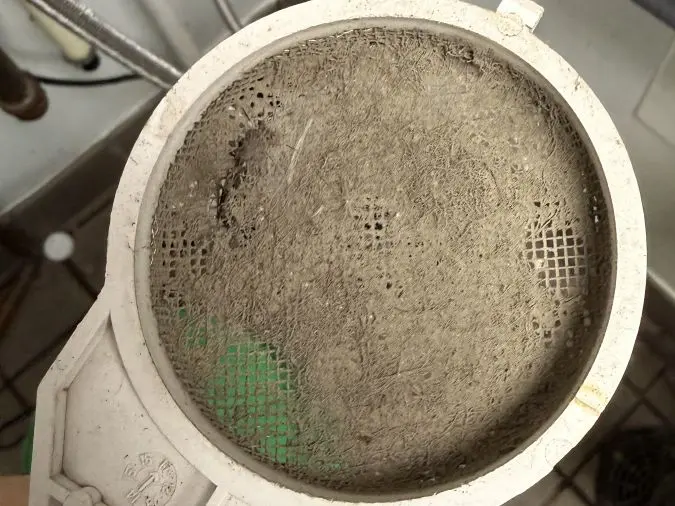Tankless water heater filter cleaning during maintenance