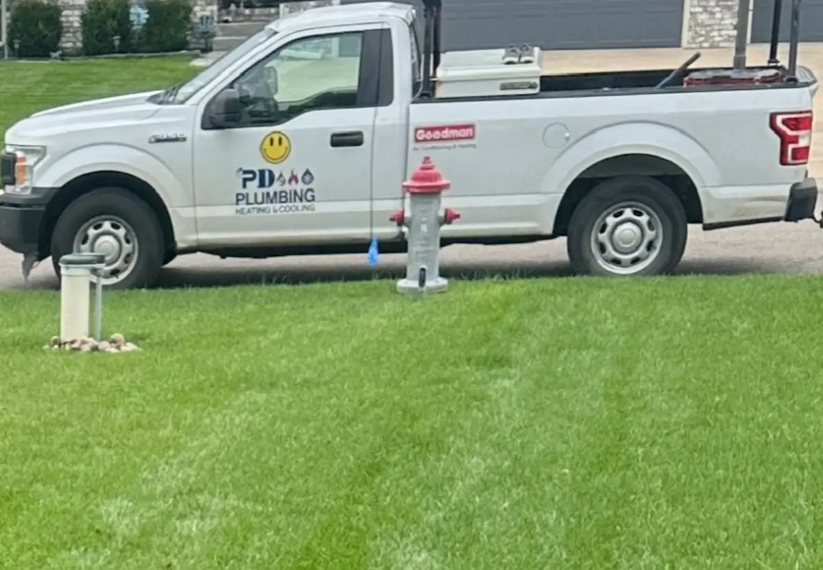 Water service line excavation with utility locating flags